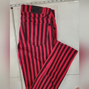Bold Striped Red and Black Women Jeans